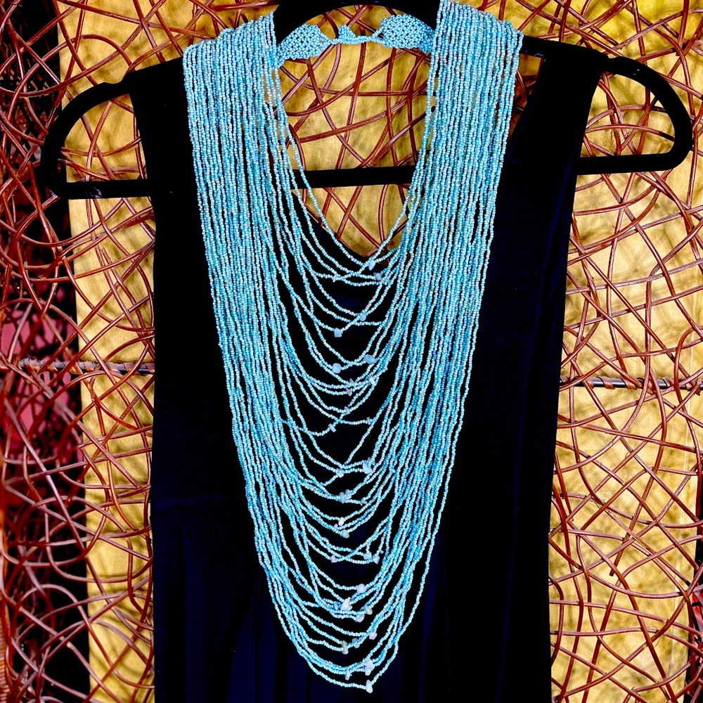 Turquoise Cascading Beaded Necklace